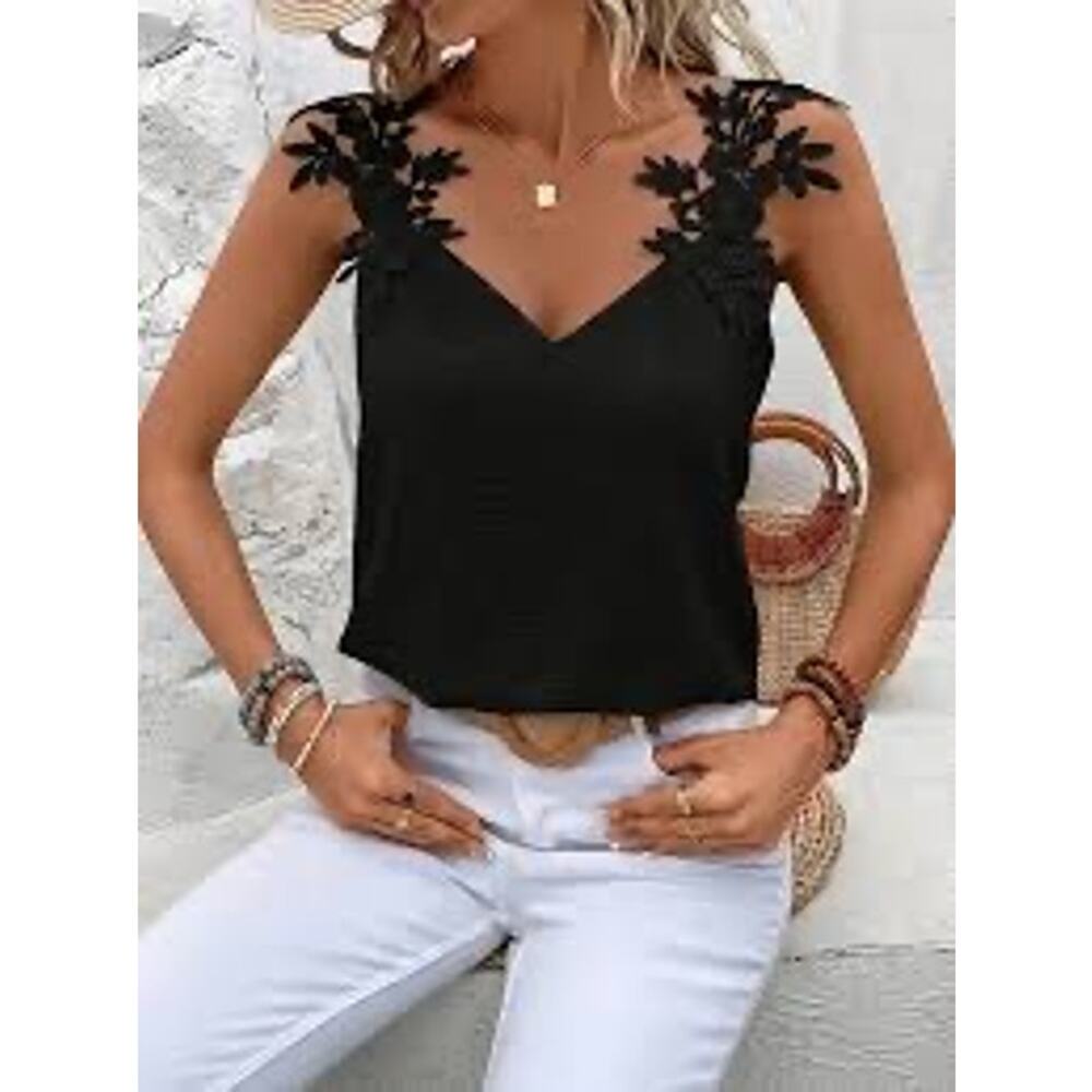 Black whimsigoth embroidered sleeve tank top so M floral dark fairy lightweight